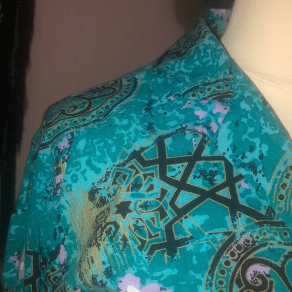 Santa Cruz Spirtwear - vintage 80’s 90’s top- abstract pattern- aqua blue- XL - Picture 5 of 9